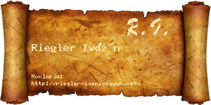 Riegler Iván névjegykártya