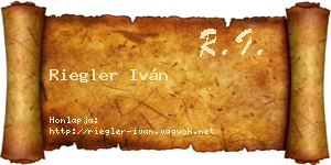 Riegler Iván névjegykártya